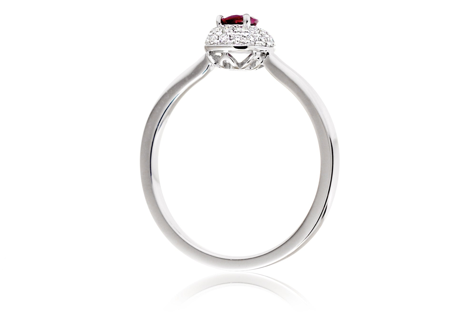The Ophelia Pear Ruby Diamond Pave Halo Ring