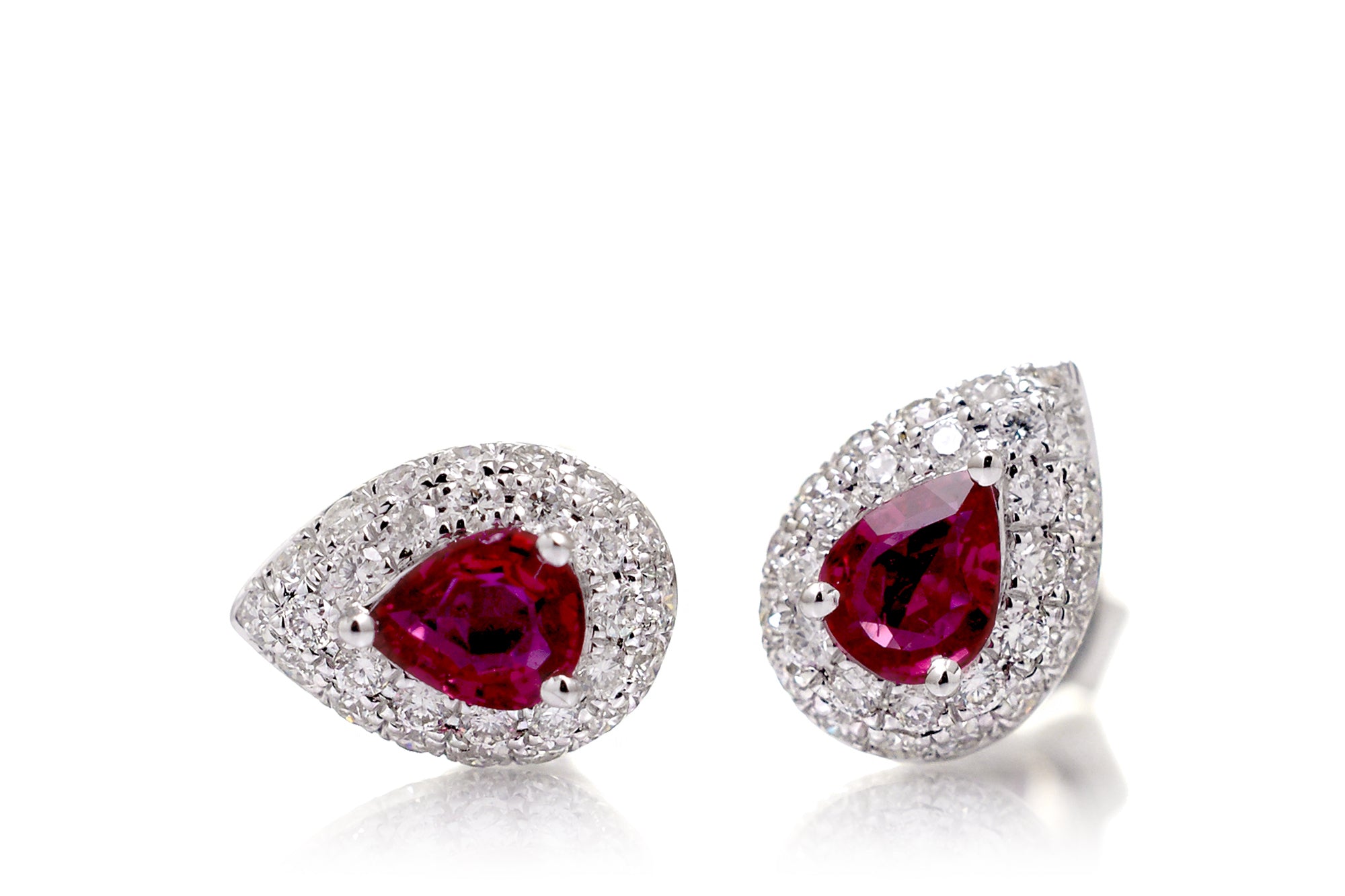 The Ophelia Pear Ruby Pave Earrings