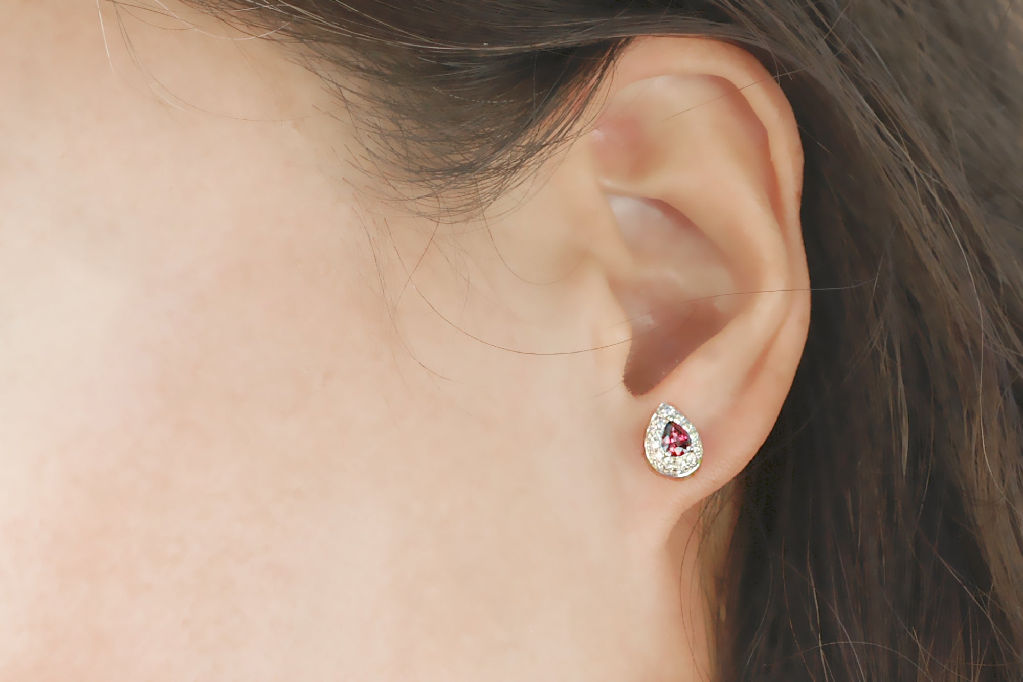 The Ophelia Pear Ruby Pave Earrings