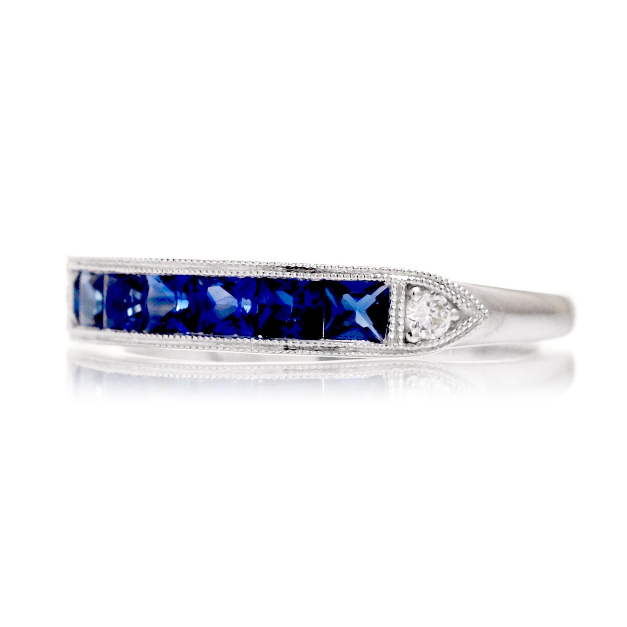 The Square Sapphire & Diamond Band