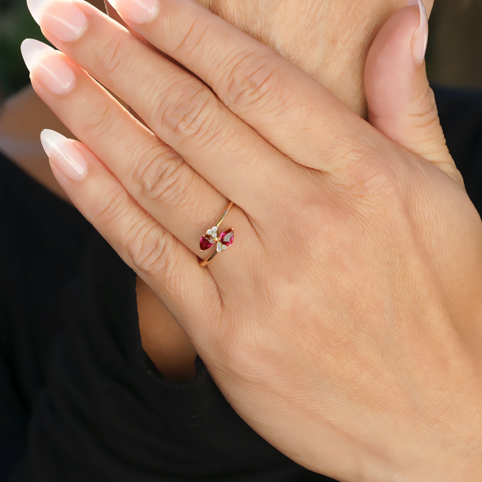 The Bypass Pear Ruby & Diamond Ring