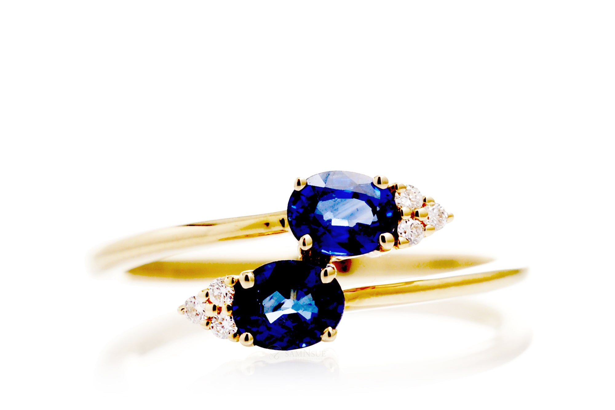 The Bypass Oval Sapphire And Diamond Promise Ring Yellow Gold