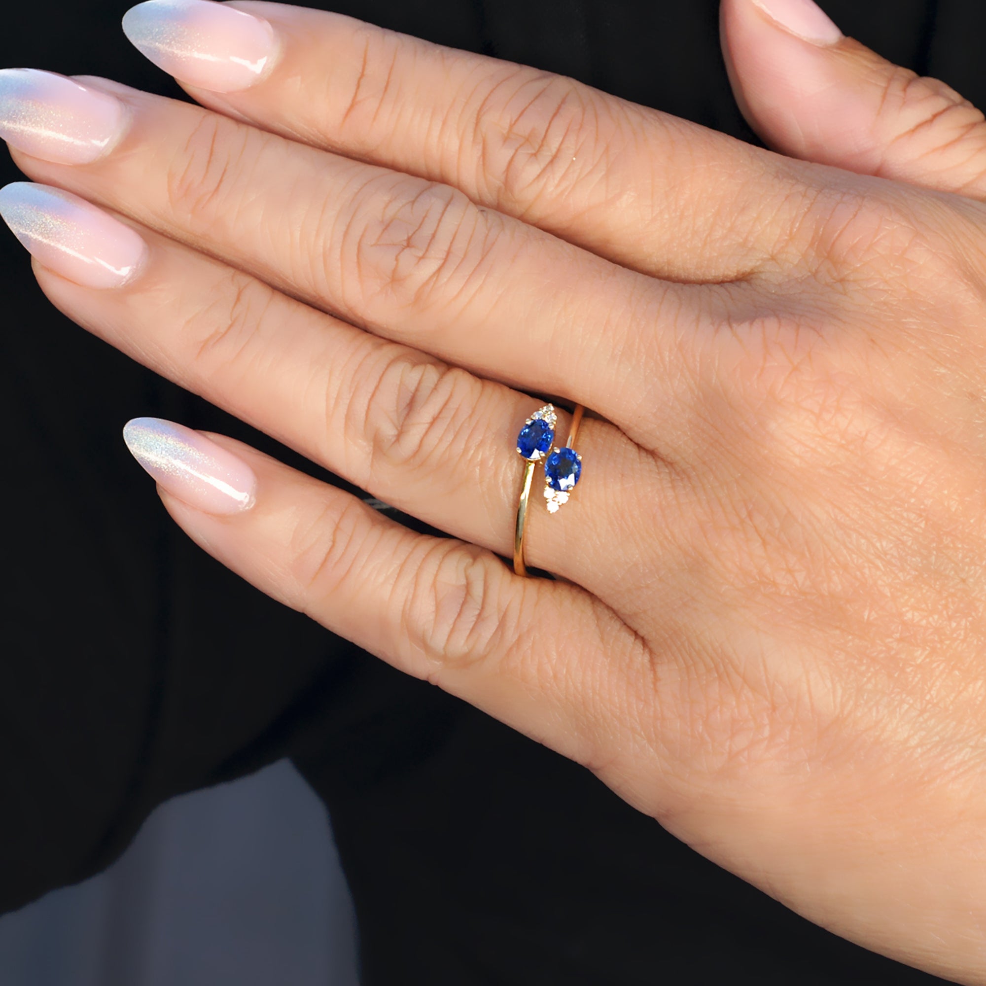 The Bypass Oval Sapphire And Diamond Promise Ring