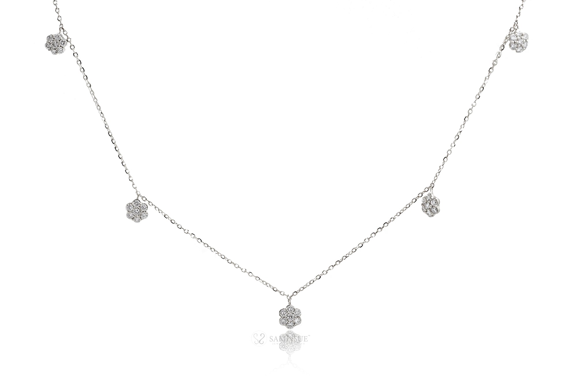 Daisy diamond by the yard necklace white gold