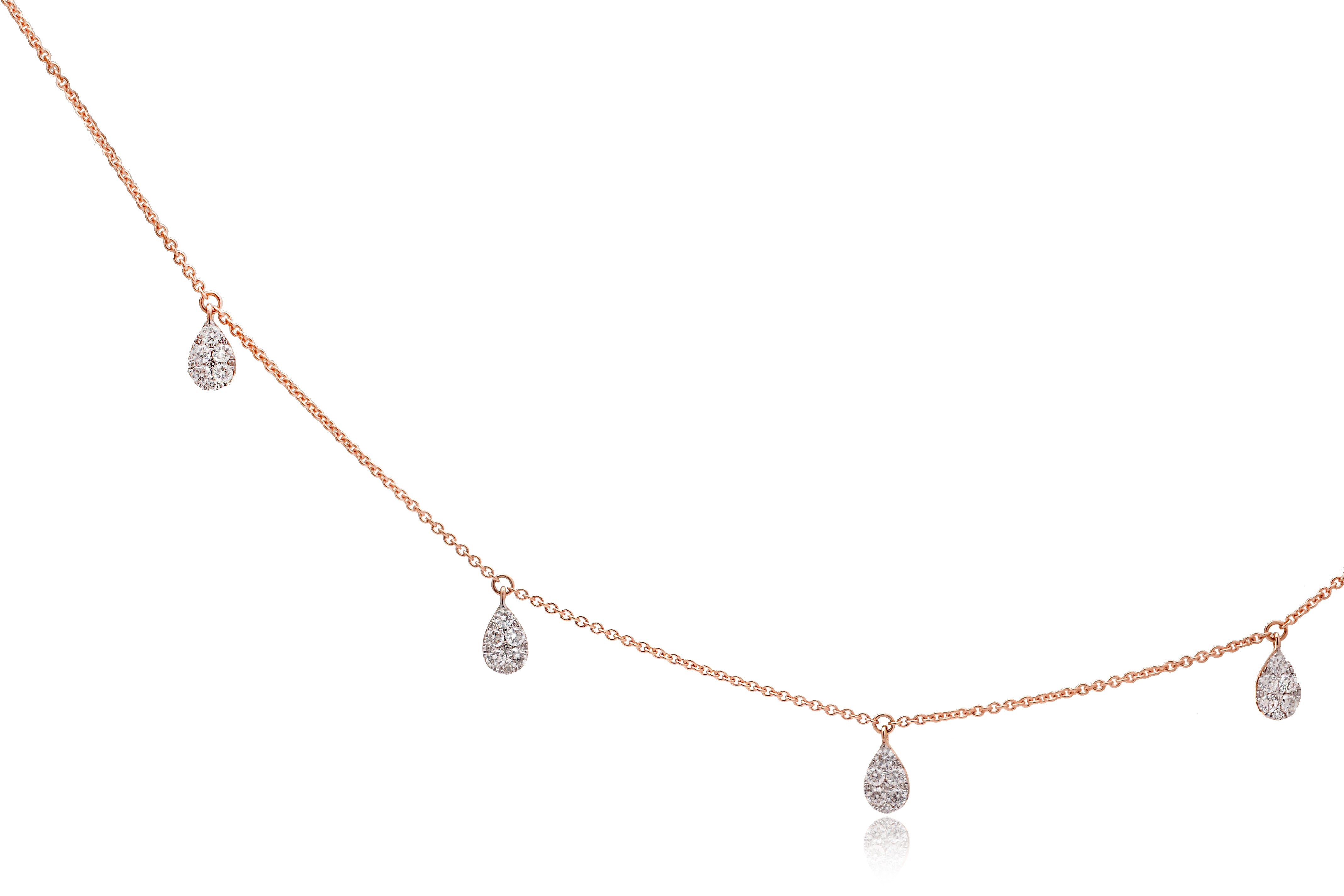 Five Cluster Pear Diamond Teardrop Necklace