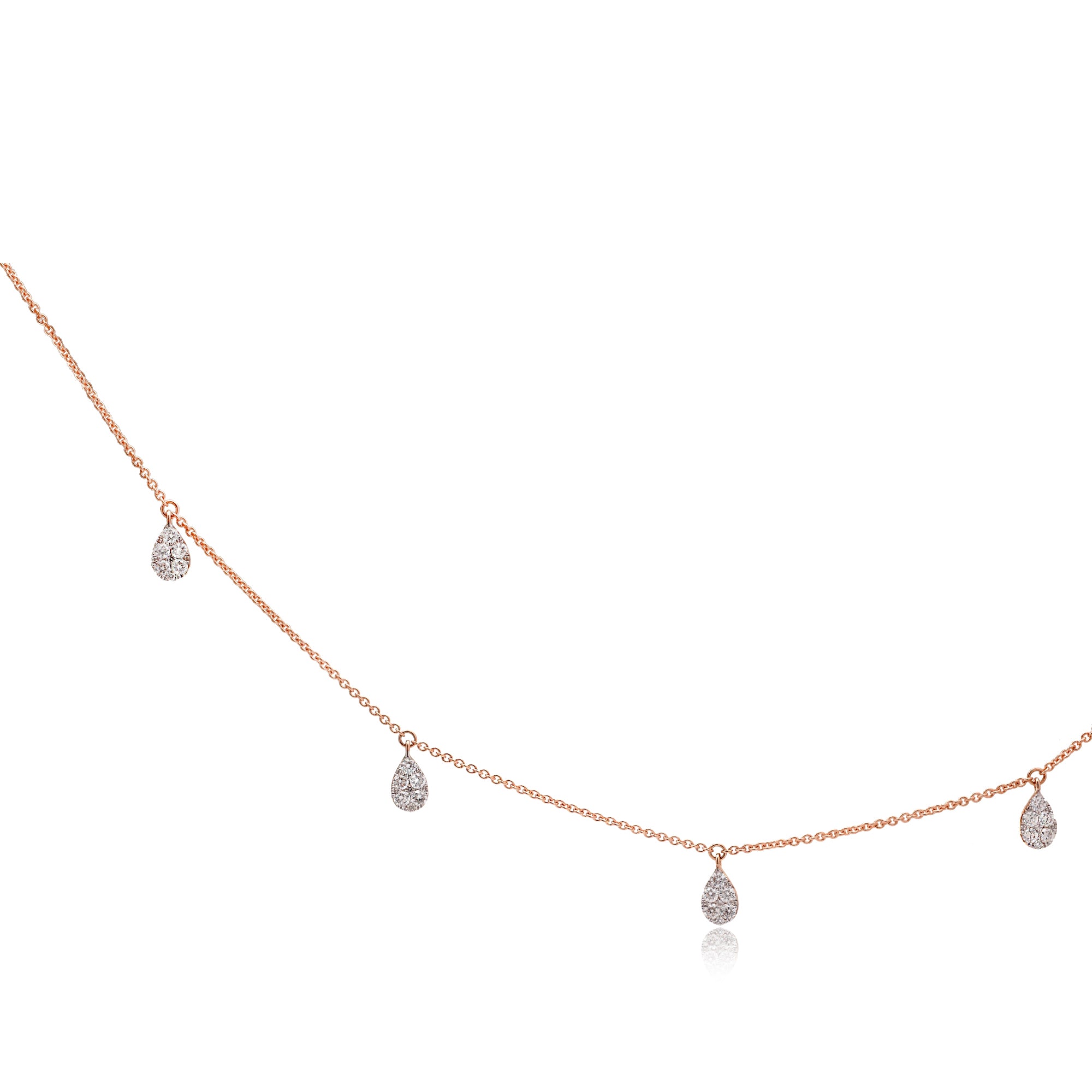 Five Cluster Pear Diamond Teardrop Necklace