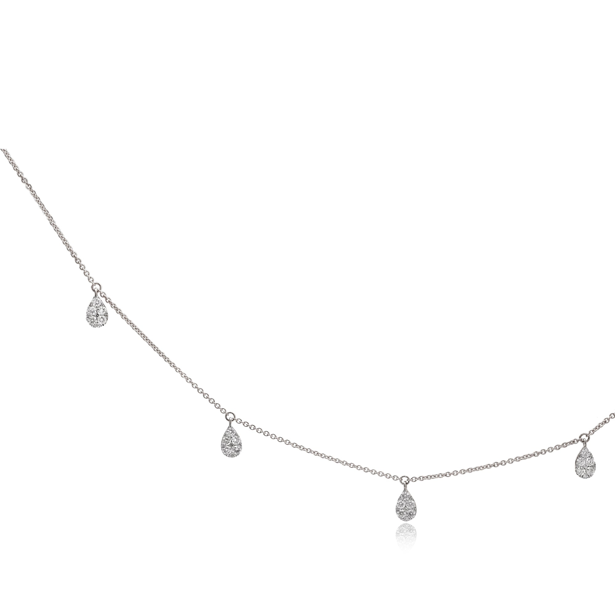 Five Cluster Pear Diamond Teardrop Necklace