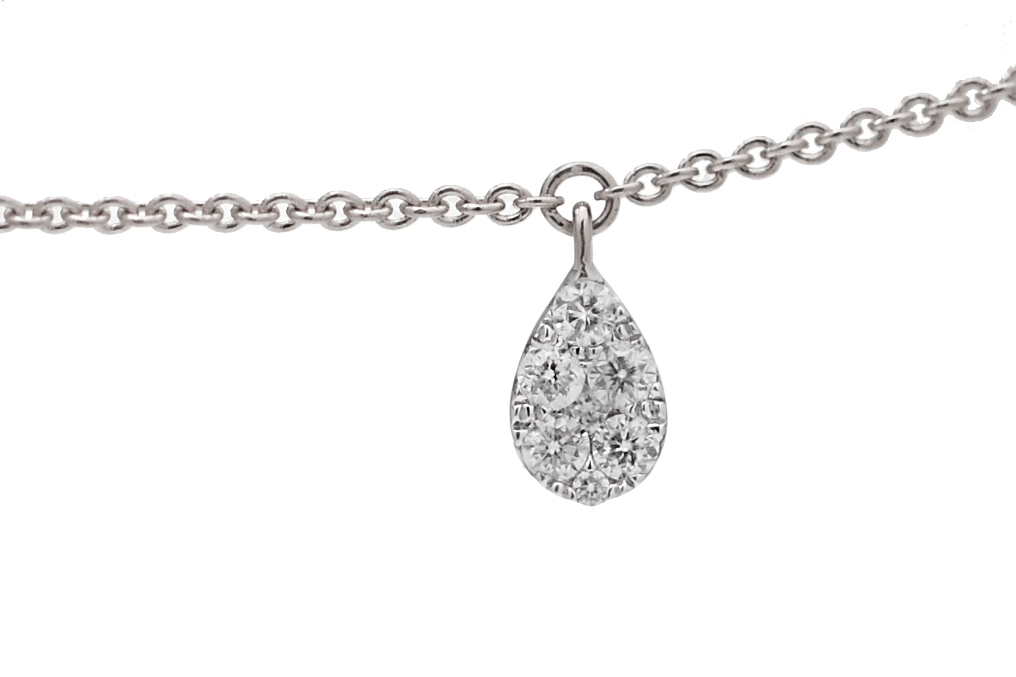 Five Cluster Pear Diamond Teardrop Necklace