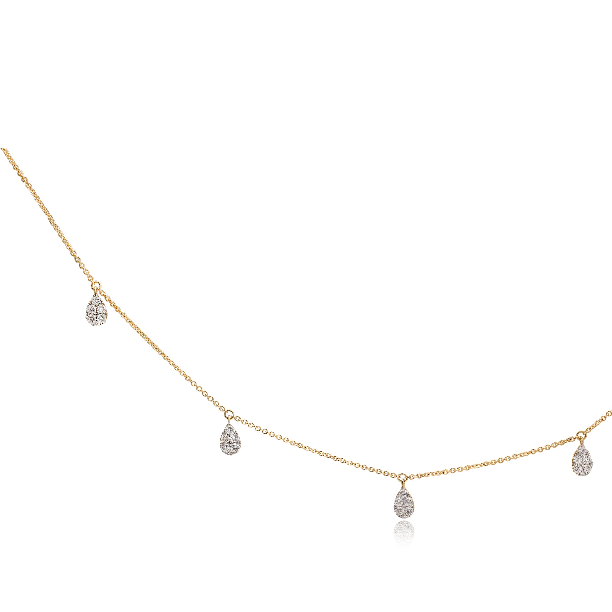 Five Cluster Pear Diamond Teardrop Necklace
