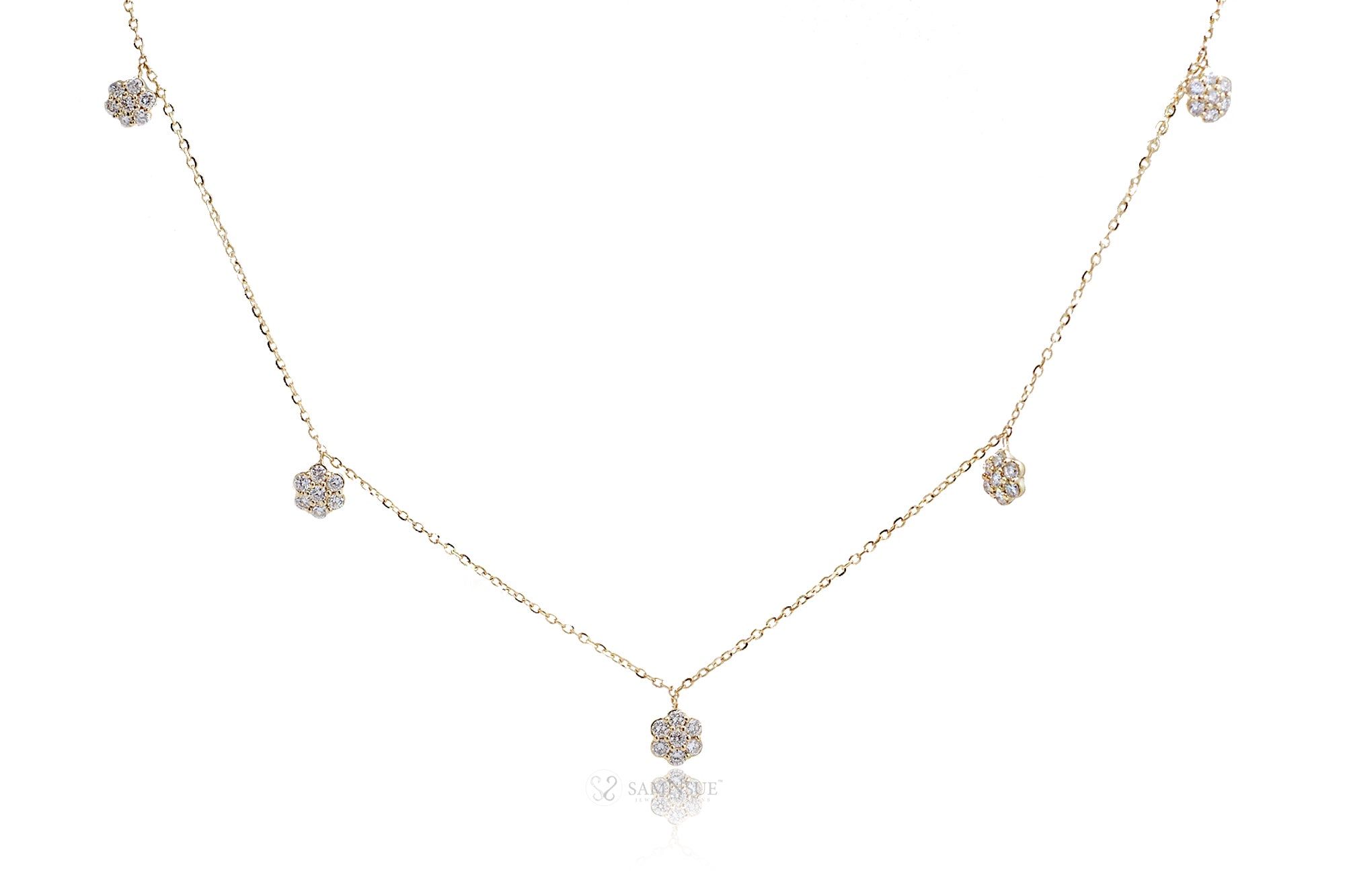 Daisy diamond by the yard necklace yellow gold