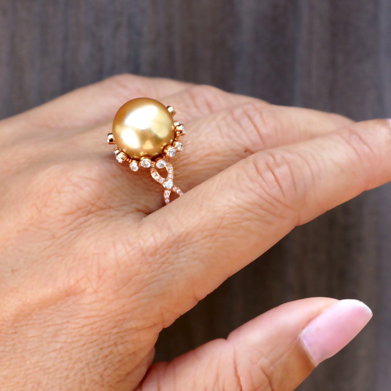 The Quince Golden Pearl Diamond Ring (13.1 mm)