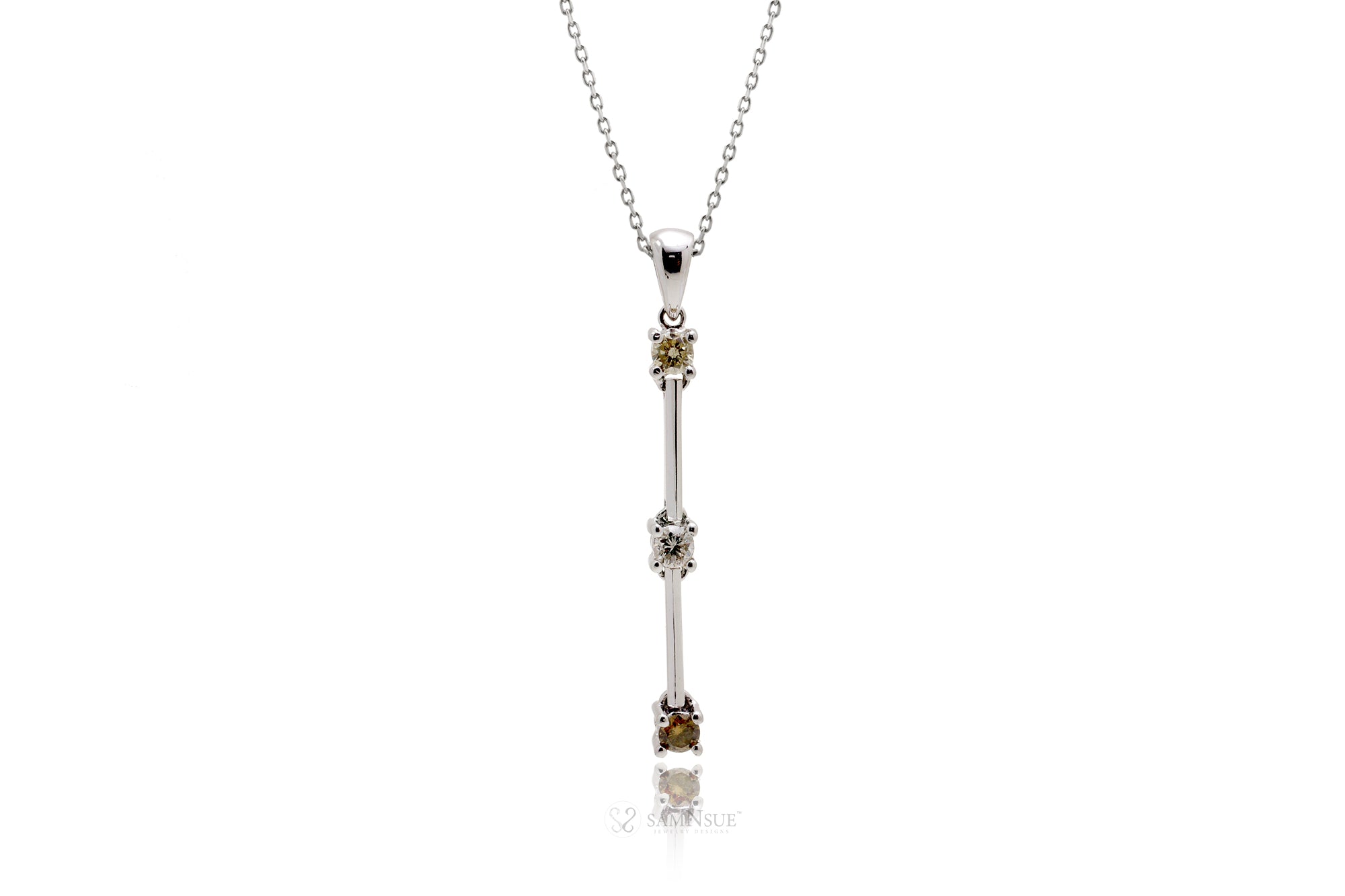 Three Stone Drop Diamond Pendant (multi-color)