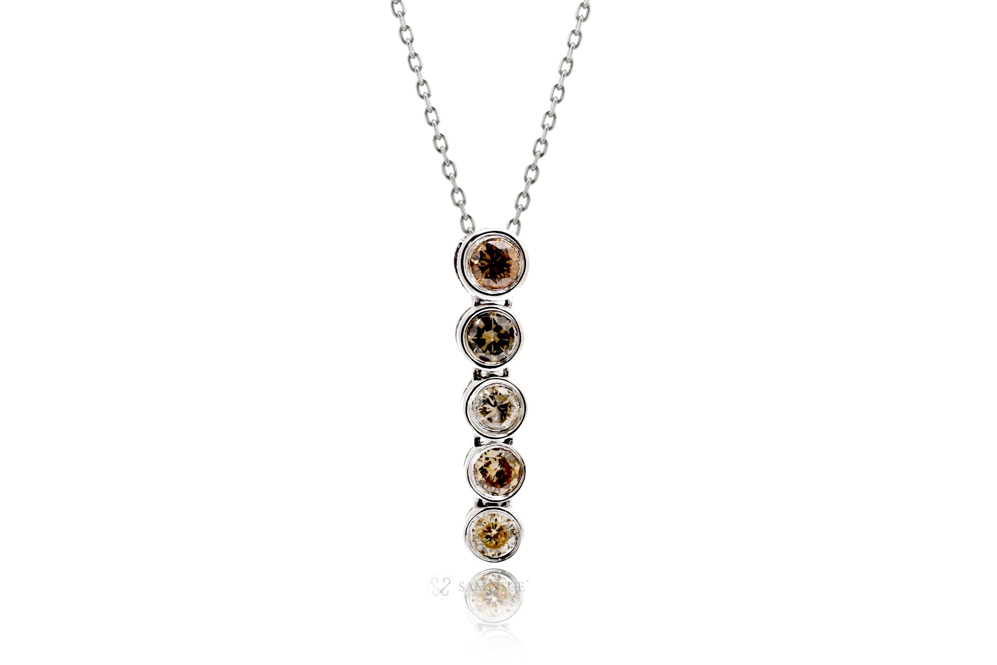 Five Diamond Bezel Pendant (multi-color)