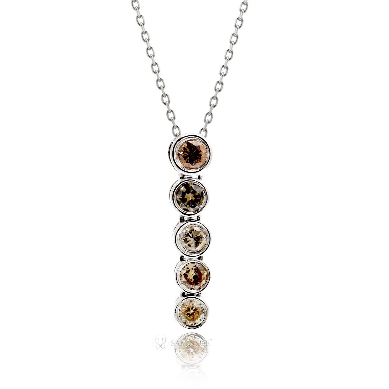 Five Diamond Bezel Pendant (multi-color)