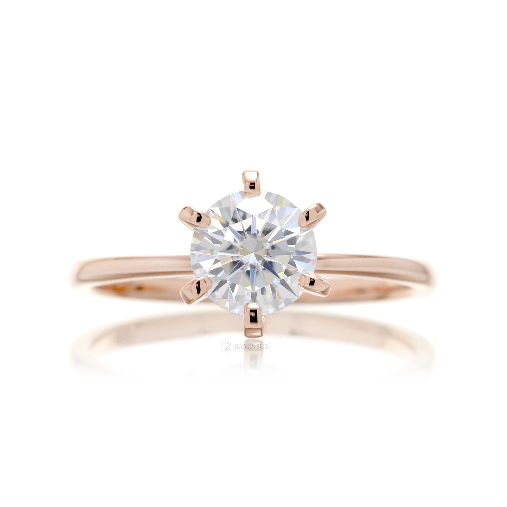 Round Moissanite Solitaire Engagement Ring | The Adeline In Rose Gold