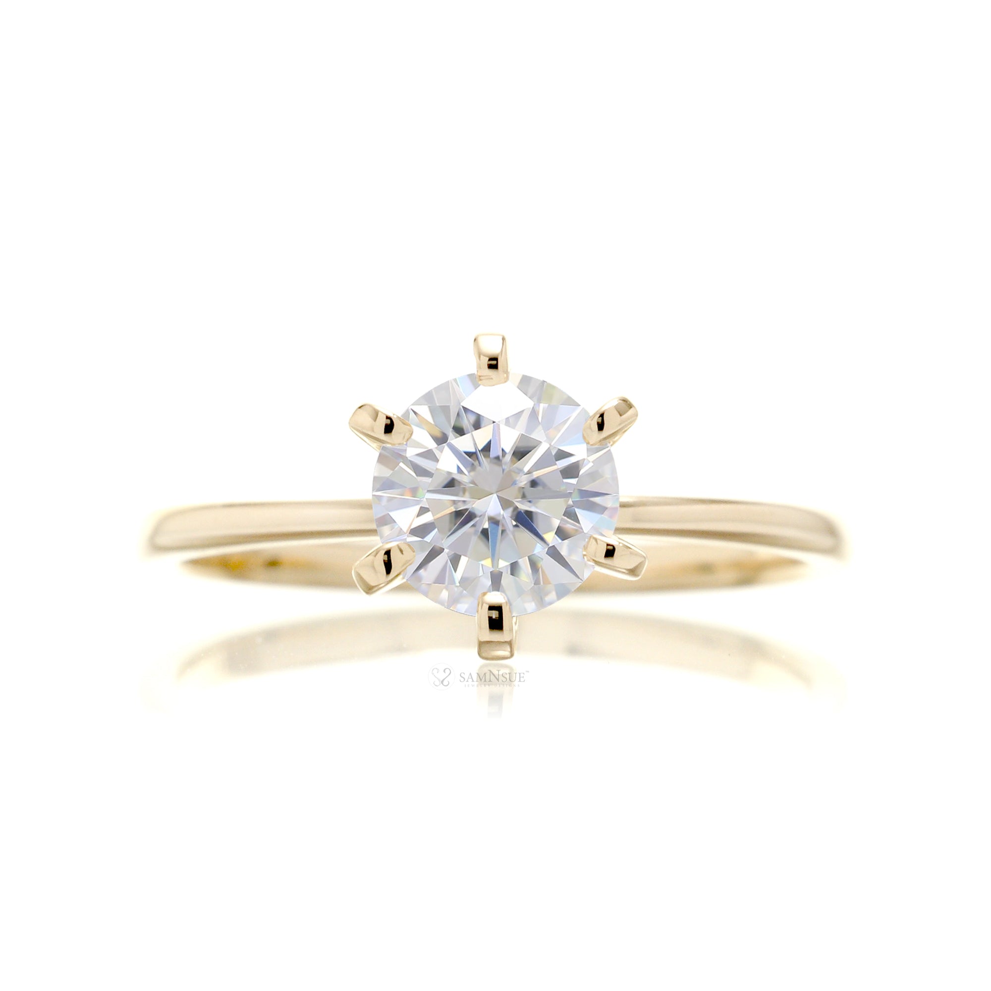 Round Moissanite Solitaire Engagement Ring | The Adeline In Yellow Gold