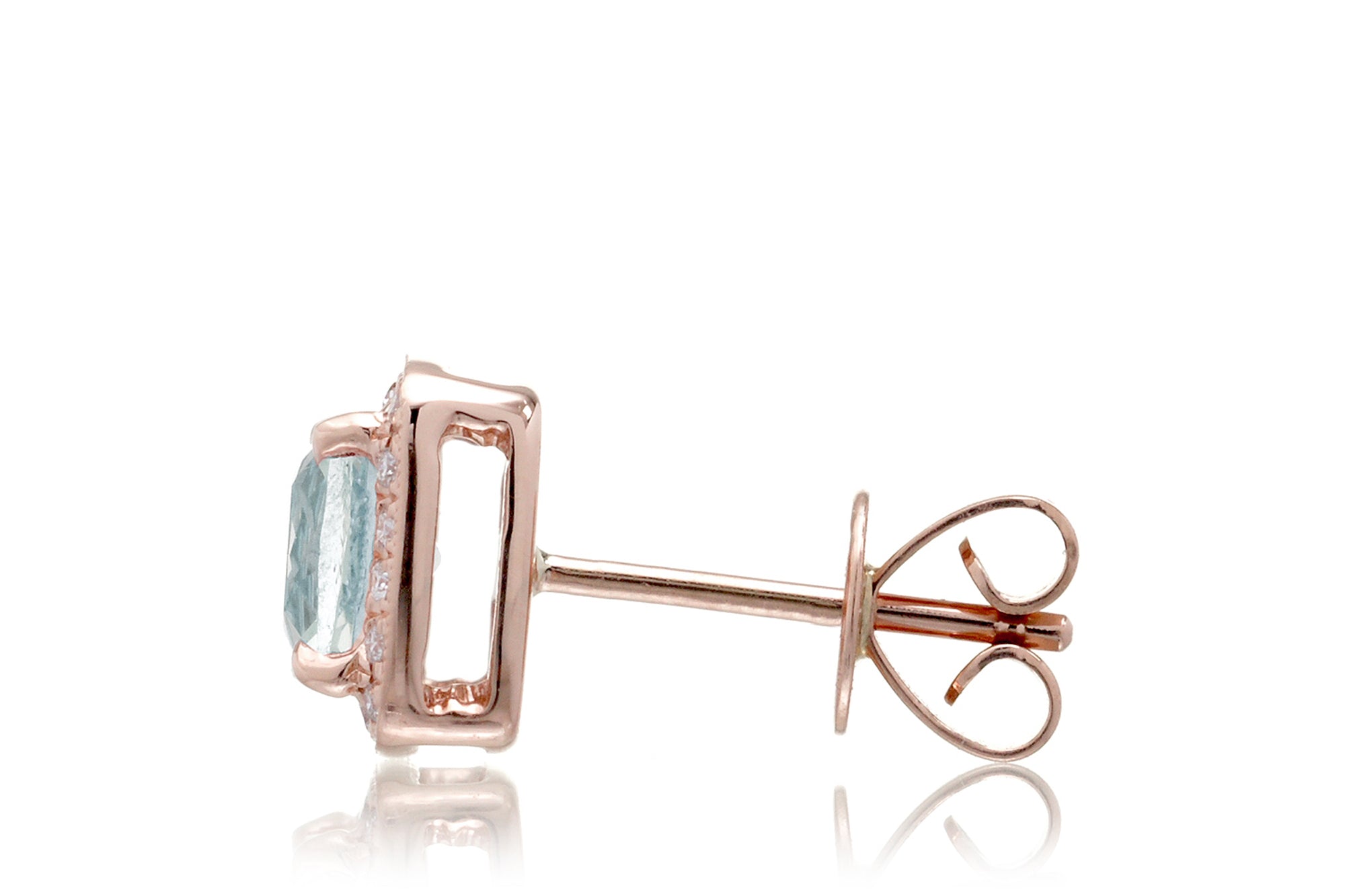 Aquamarine Studs Cushion Diamond Halo (5mm)