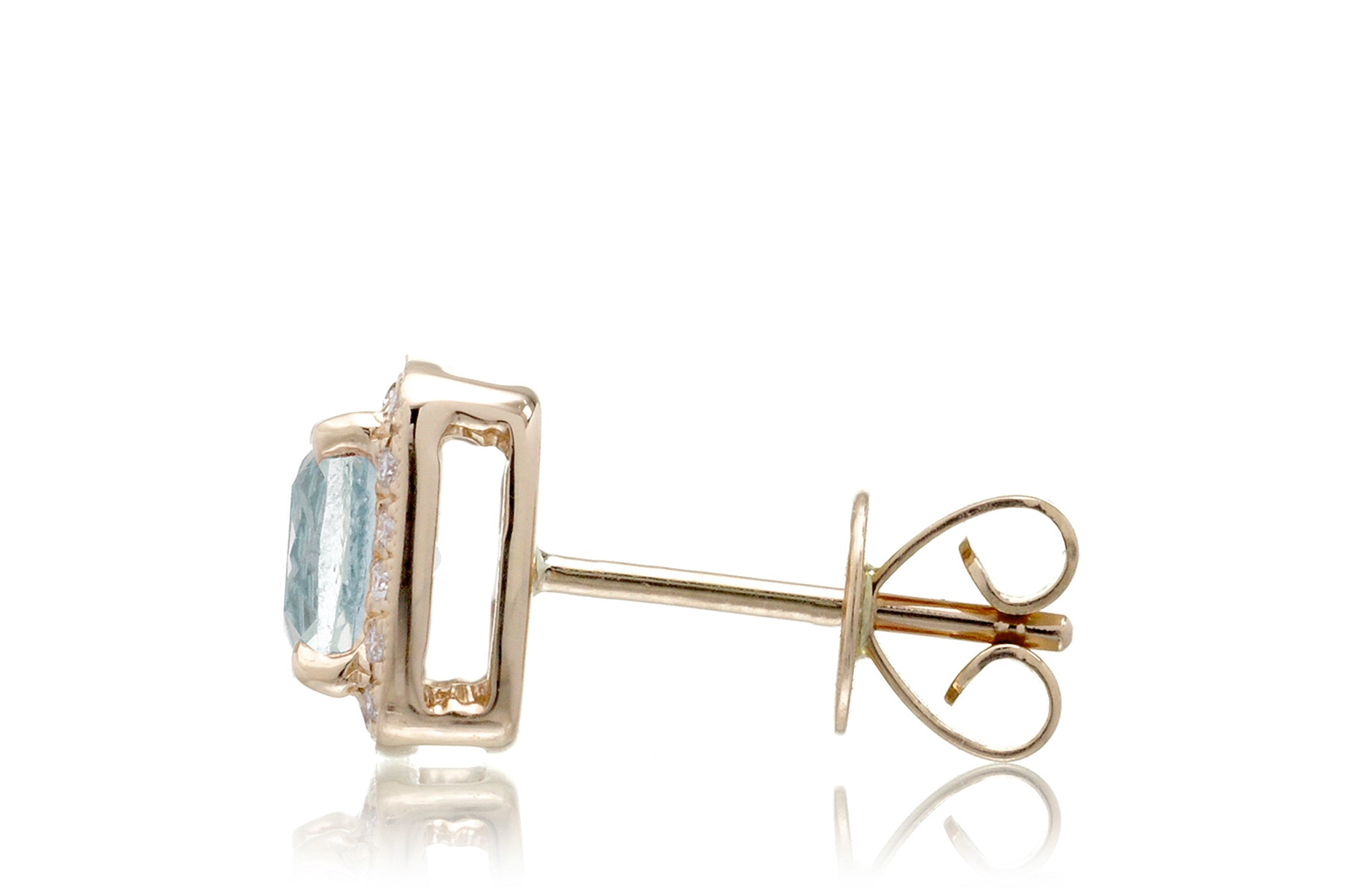 Aquamarine Studs Cushion Diamond Halo