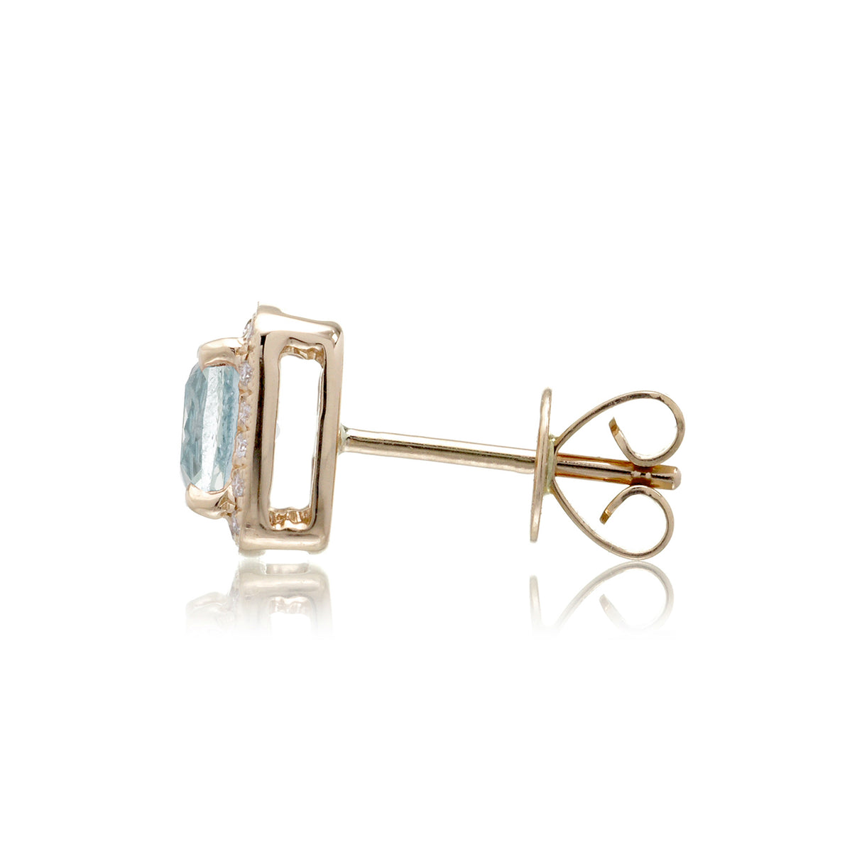 Aquamarine Studs Cushion Diamond Halo Earrings