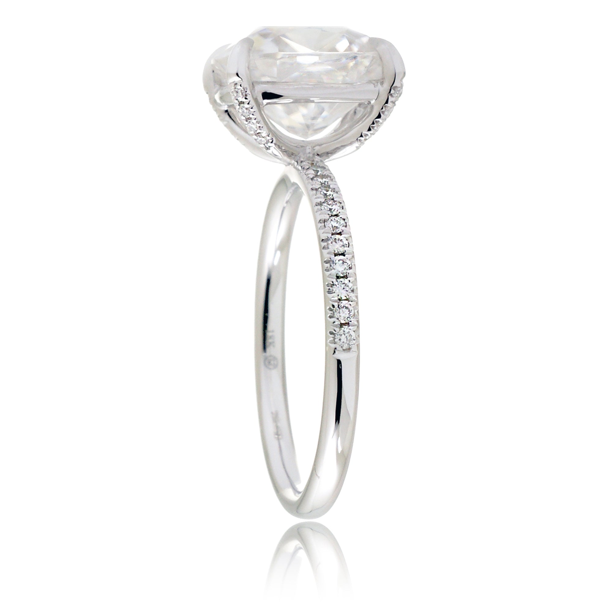 Long cushion moissanite diamond band engagement ring white gold - The Ava