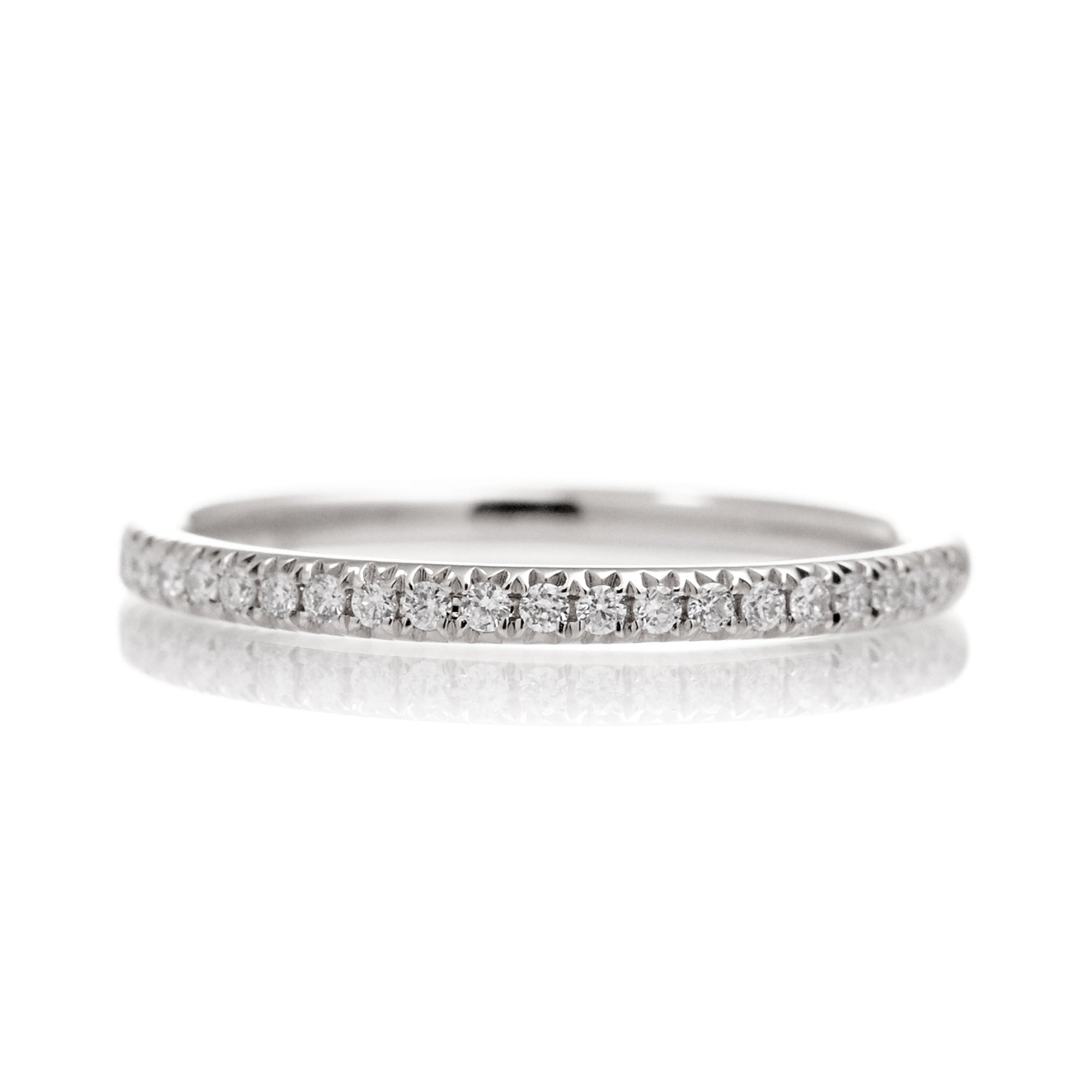 Diamond wedding band French Pave half rounded in white gold