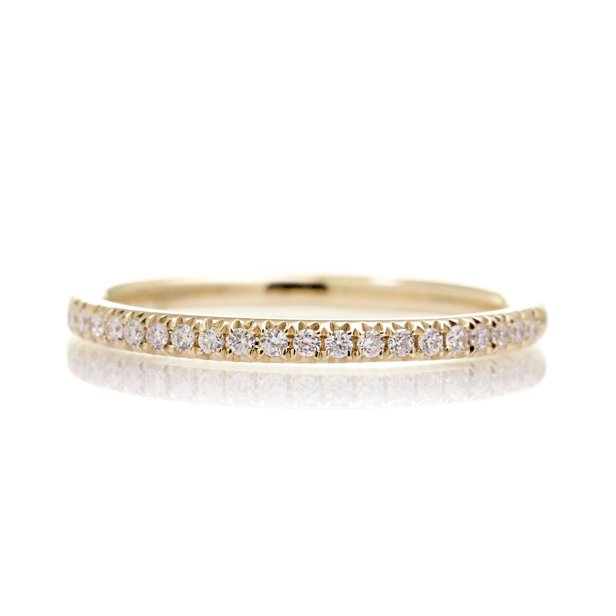 Diamond wedding band French Pave half rounded in yellow gold