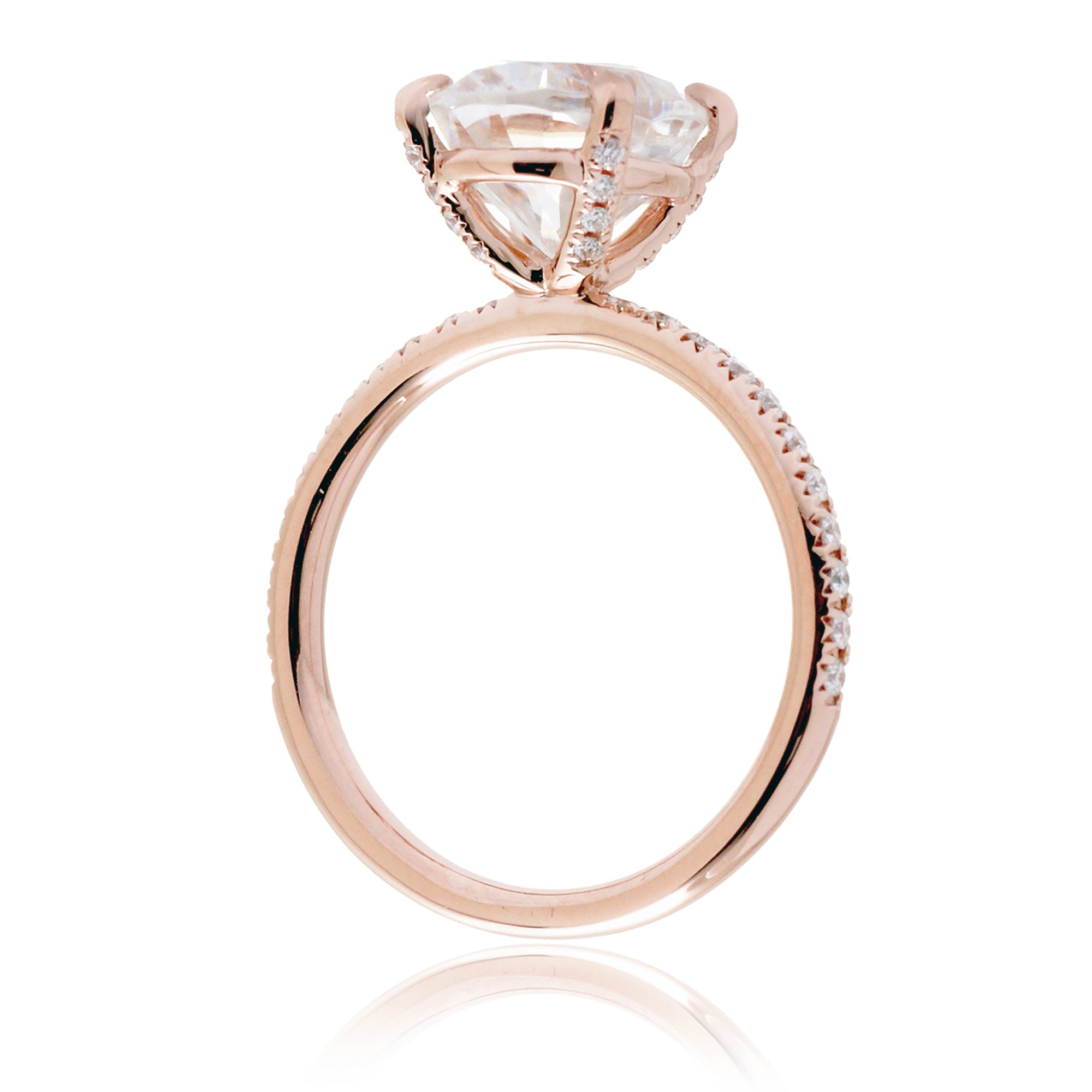 Oval cut moissanite diamond band engagement ring rose gold - The Ava