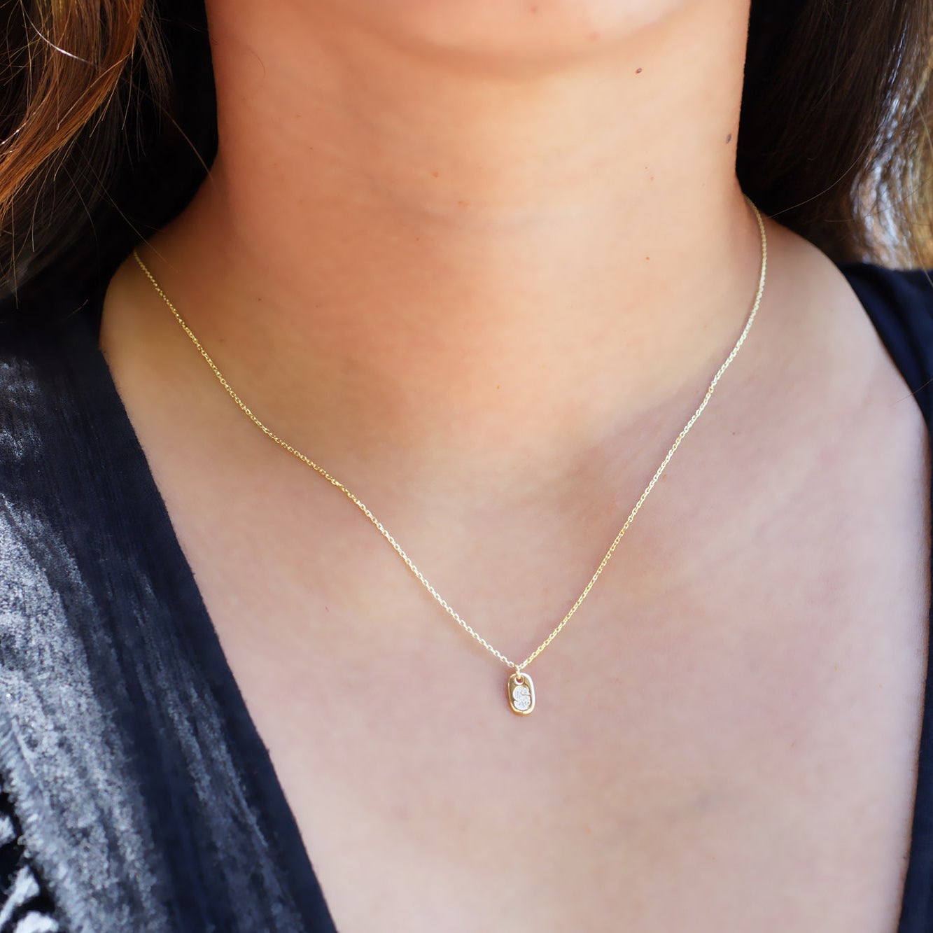 Mini Tag Initial Diamond Necklace