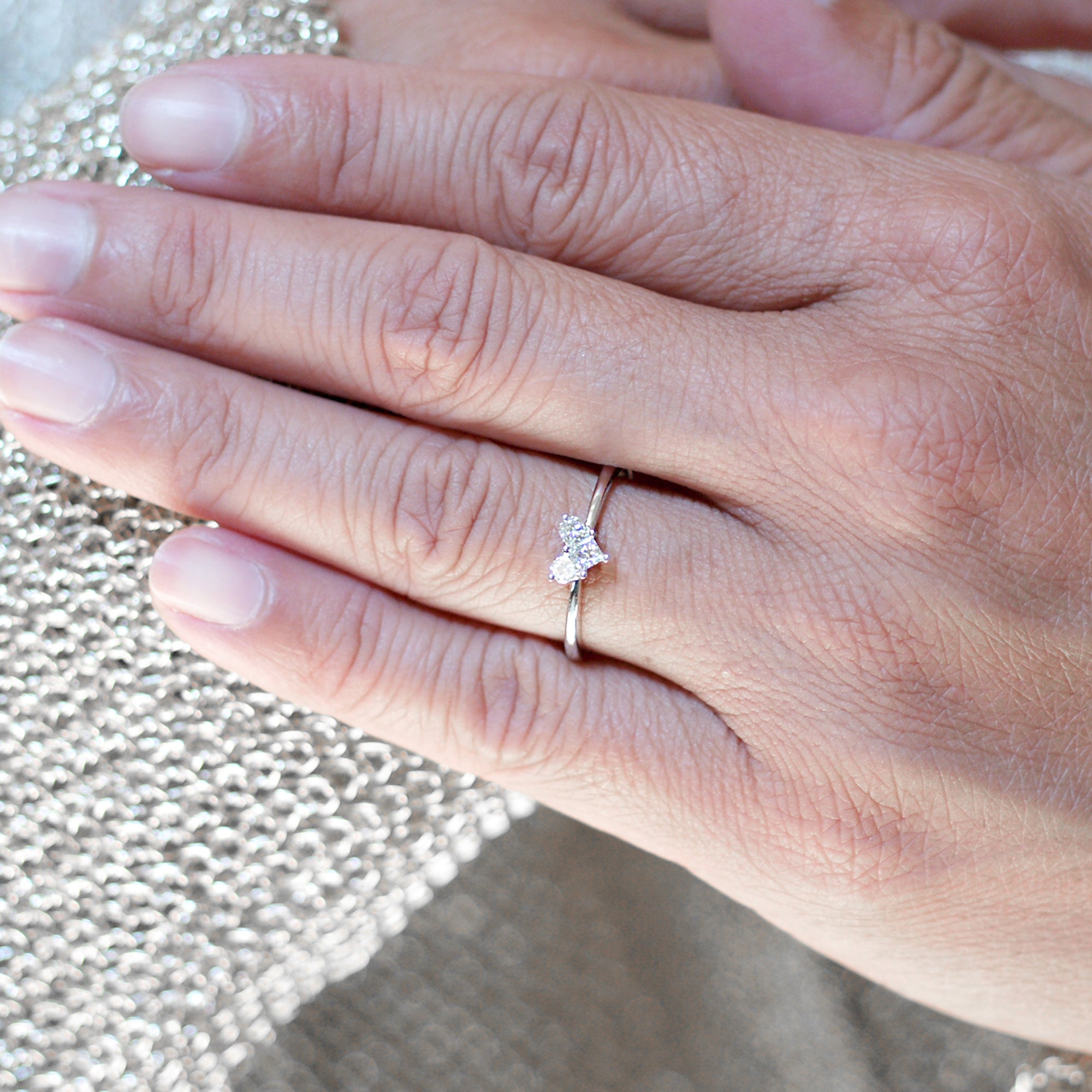 Heart shape diamond ring with Lily's cut in white gold