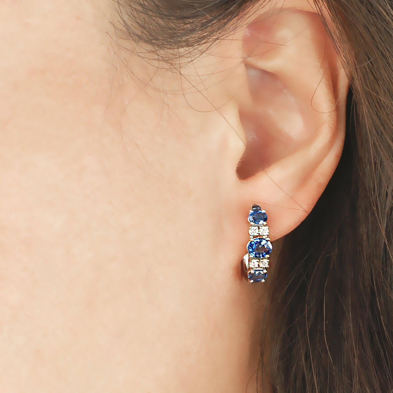 The Panya Oval Sapphire Huggies