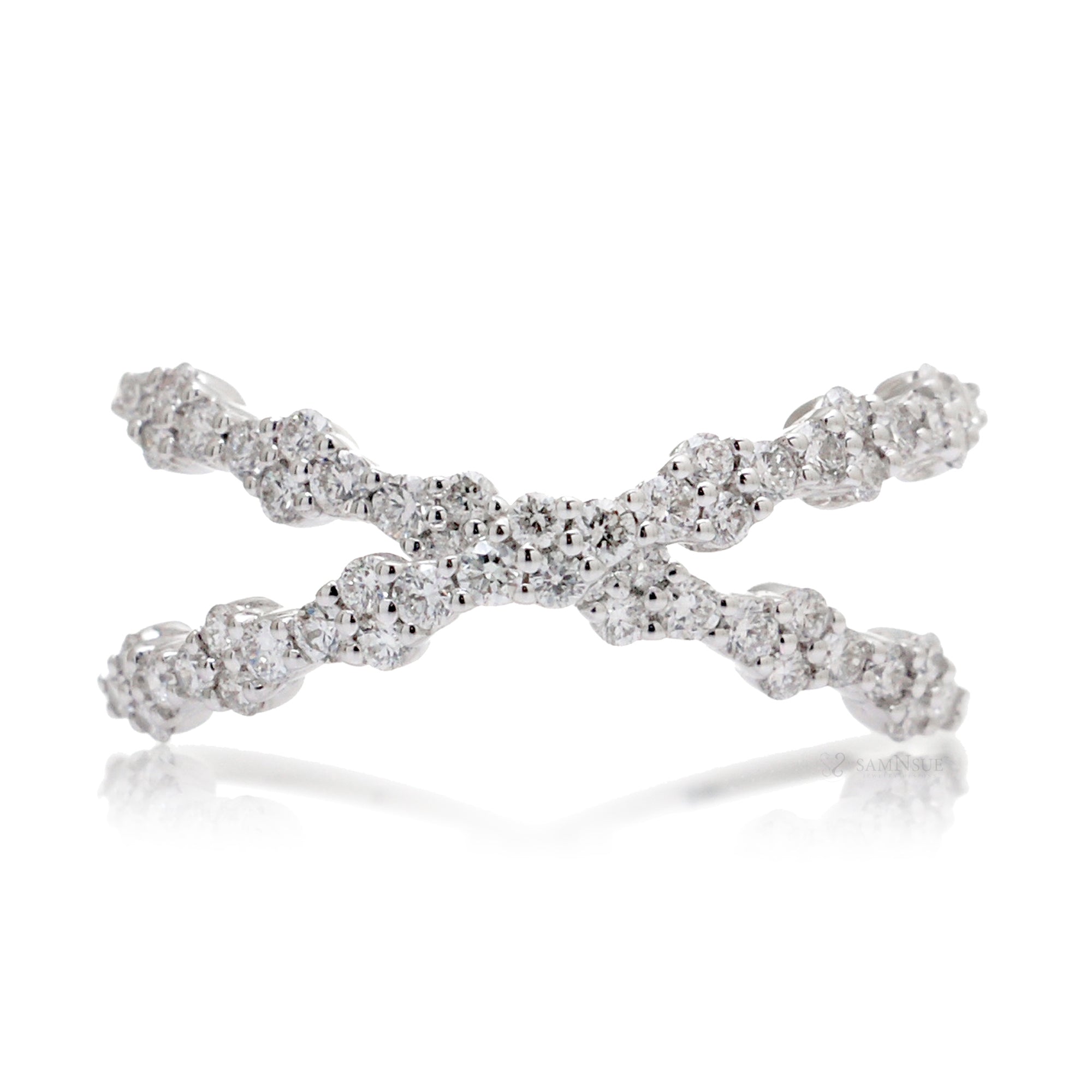 Criss cross diamond band the white gold orbit