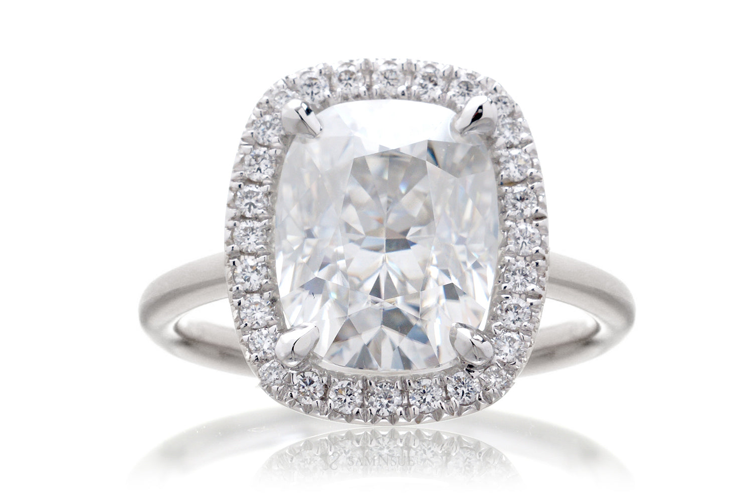 The Drenched Cushion Moissanite