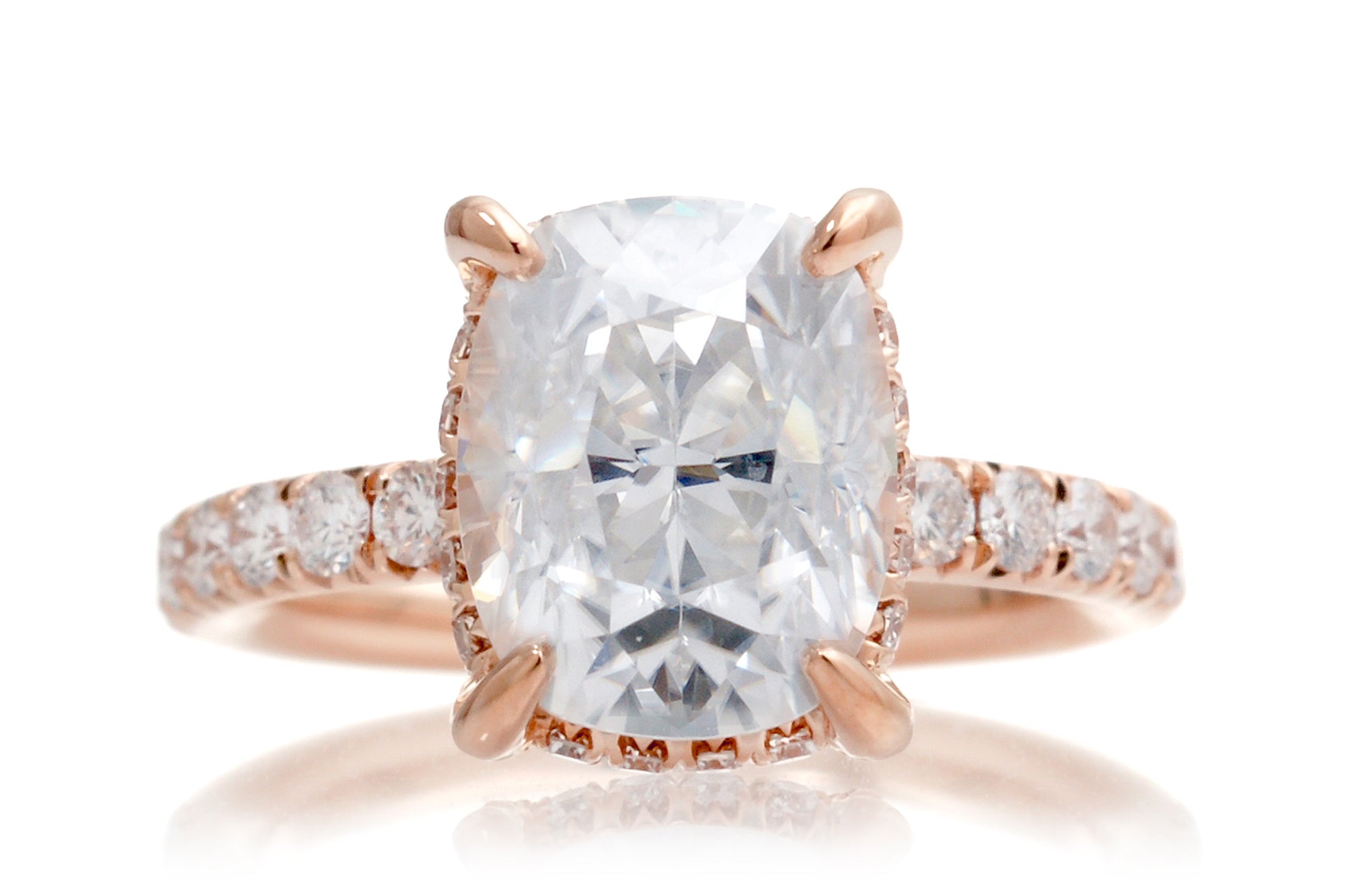 The Drenched Solitaire Cushion Moissanite