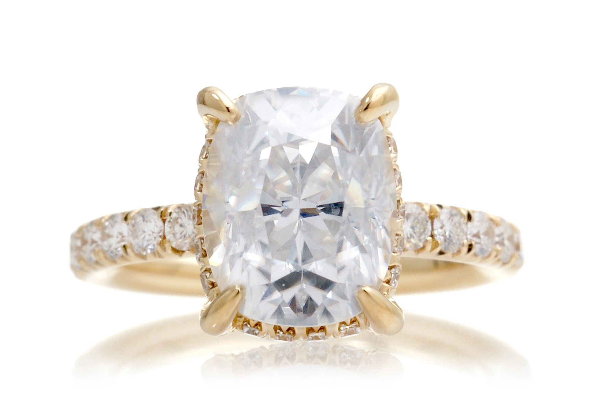 The Drenched Solitaire Cushion Moissanite