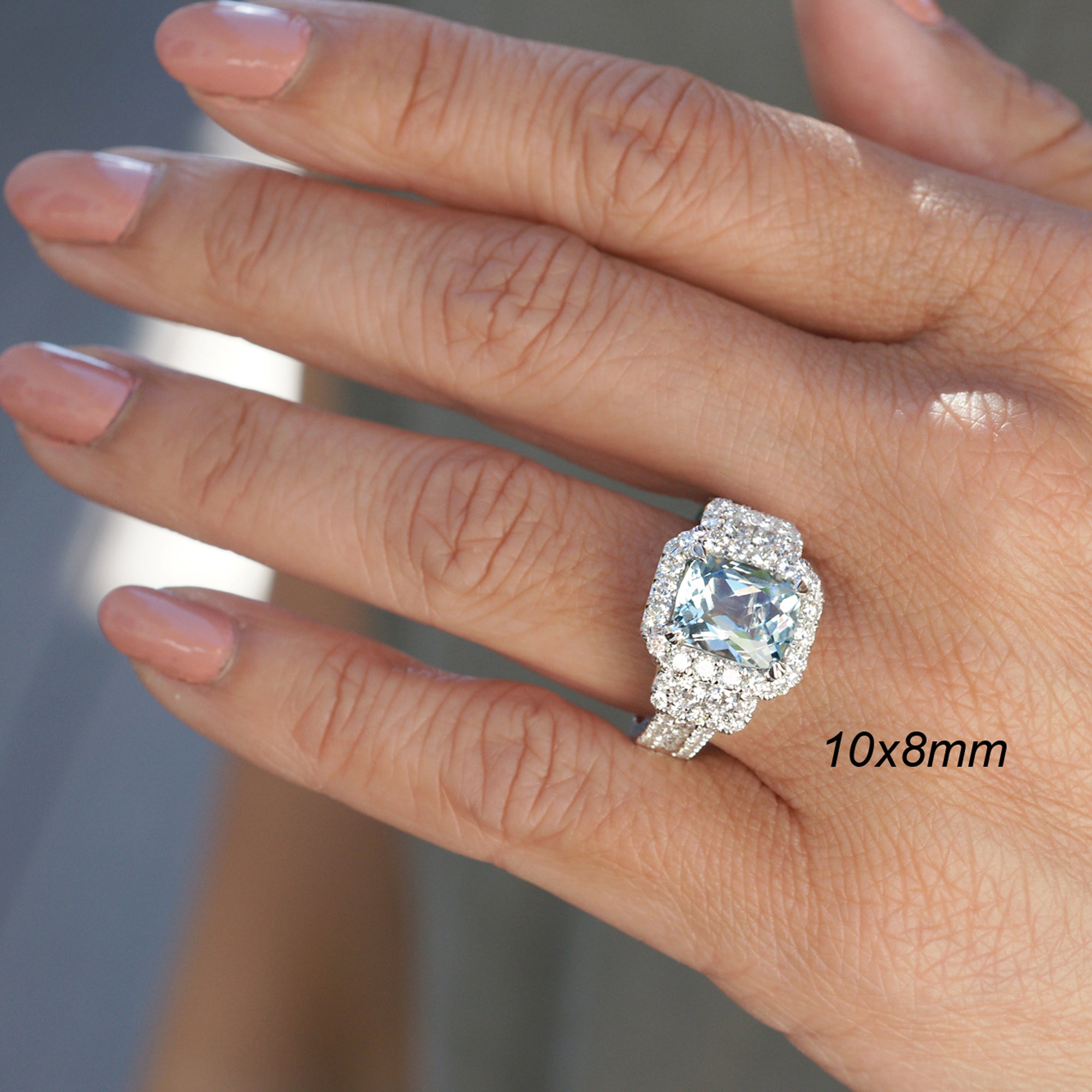 The Sydney Cushion Cut Aquamarine Ring