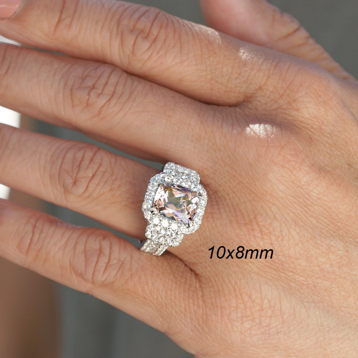 The Sydney Cushion Cut Morganite Ring