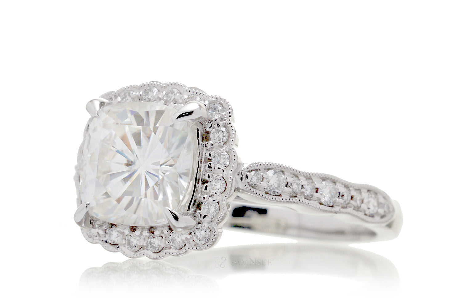 The Scallop Cushion Moissanite (7.5mm FB)