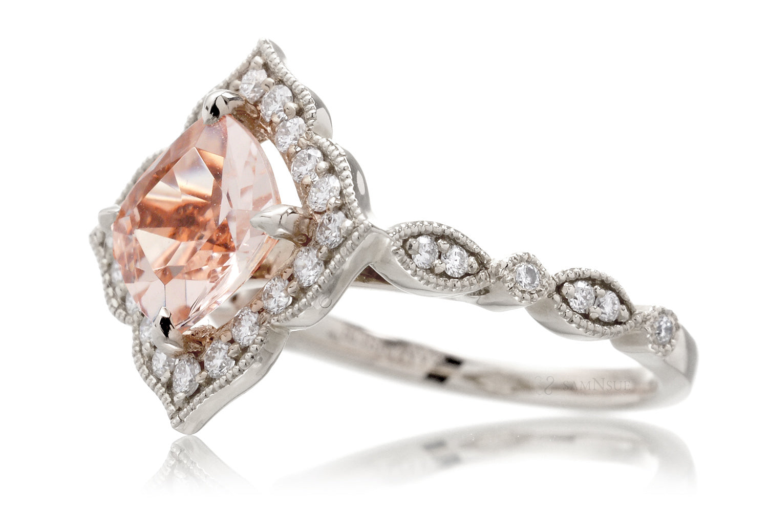The Delilah Cushion Morganite Ring