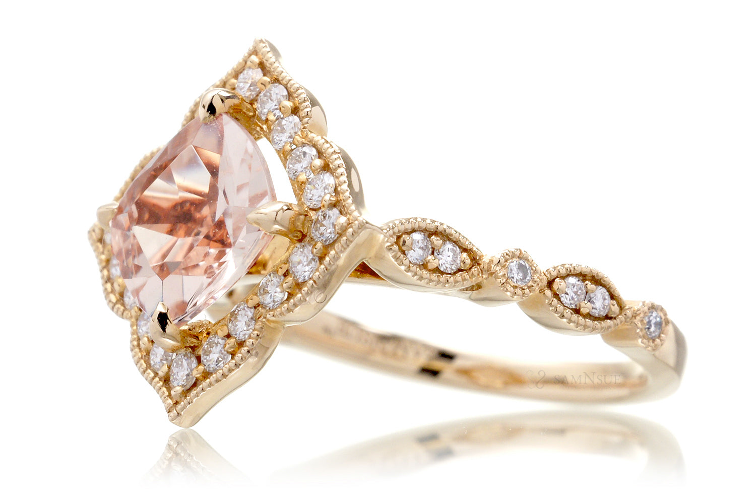 The Delilah Cushion Morganite Ring