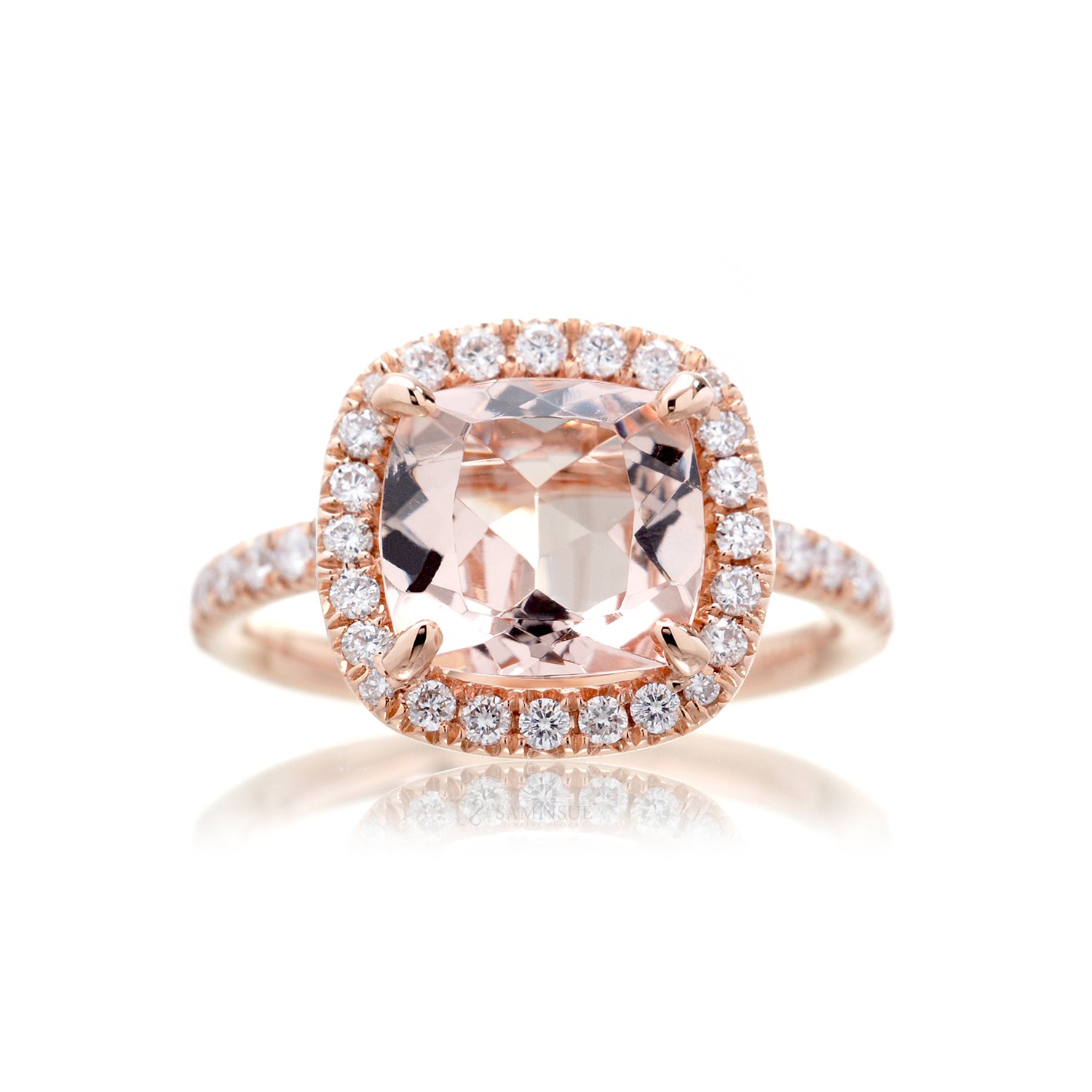 The Drenched Square Cushion Morganite Ring