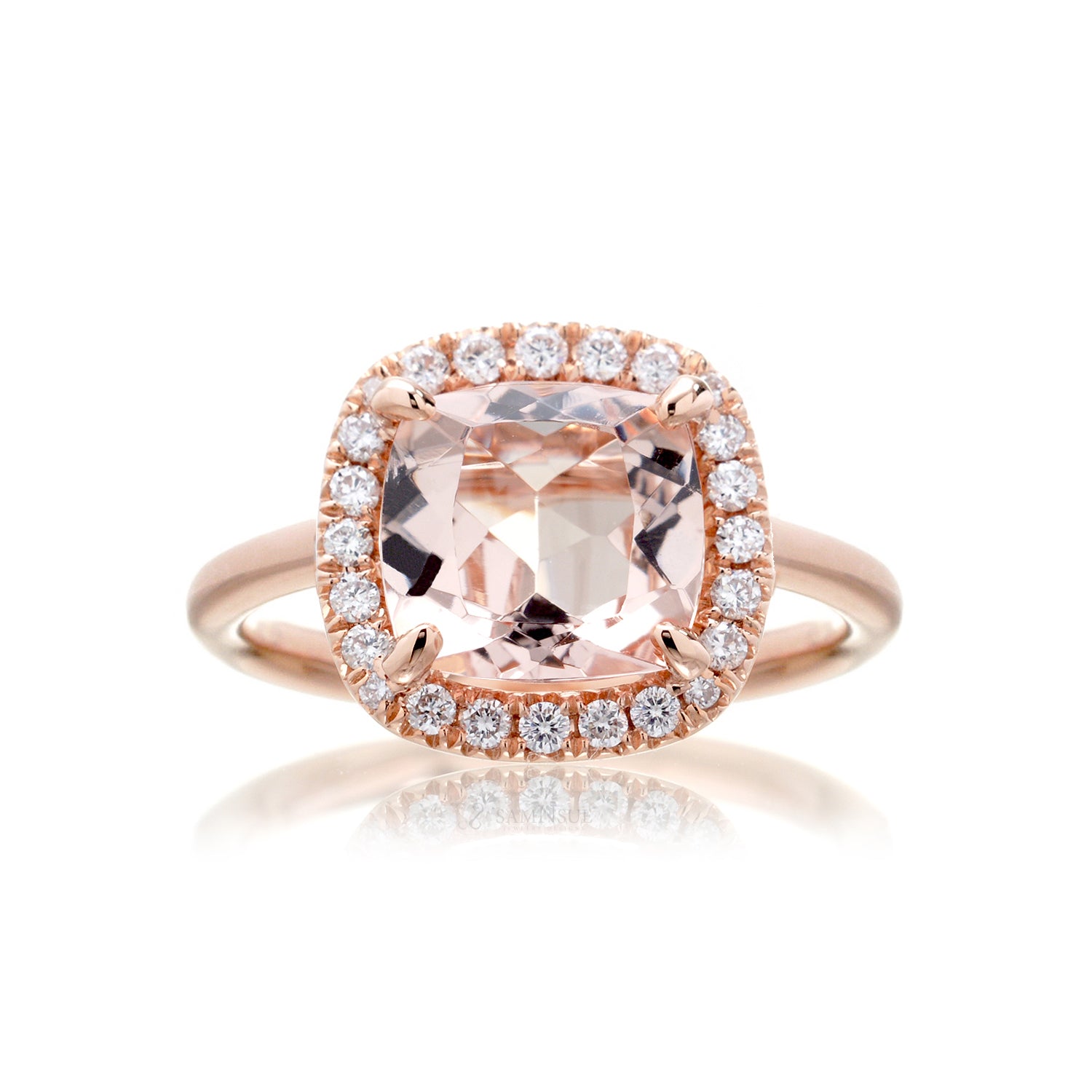 The Drenched Square Cushion Morganite Ring