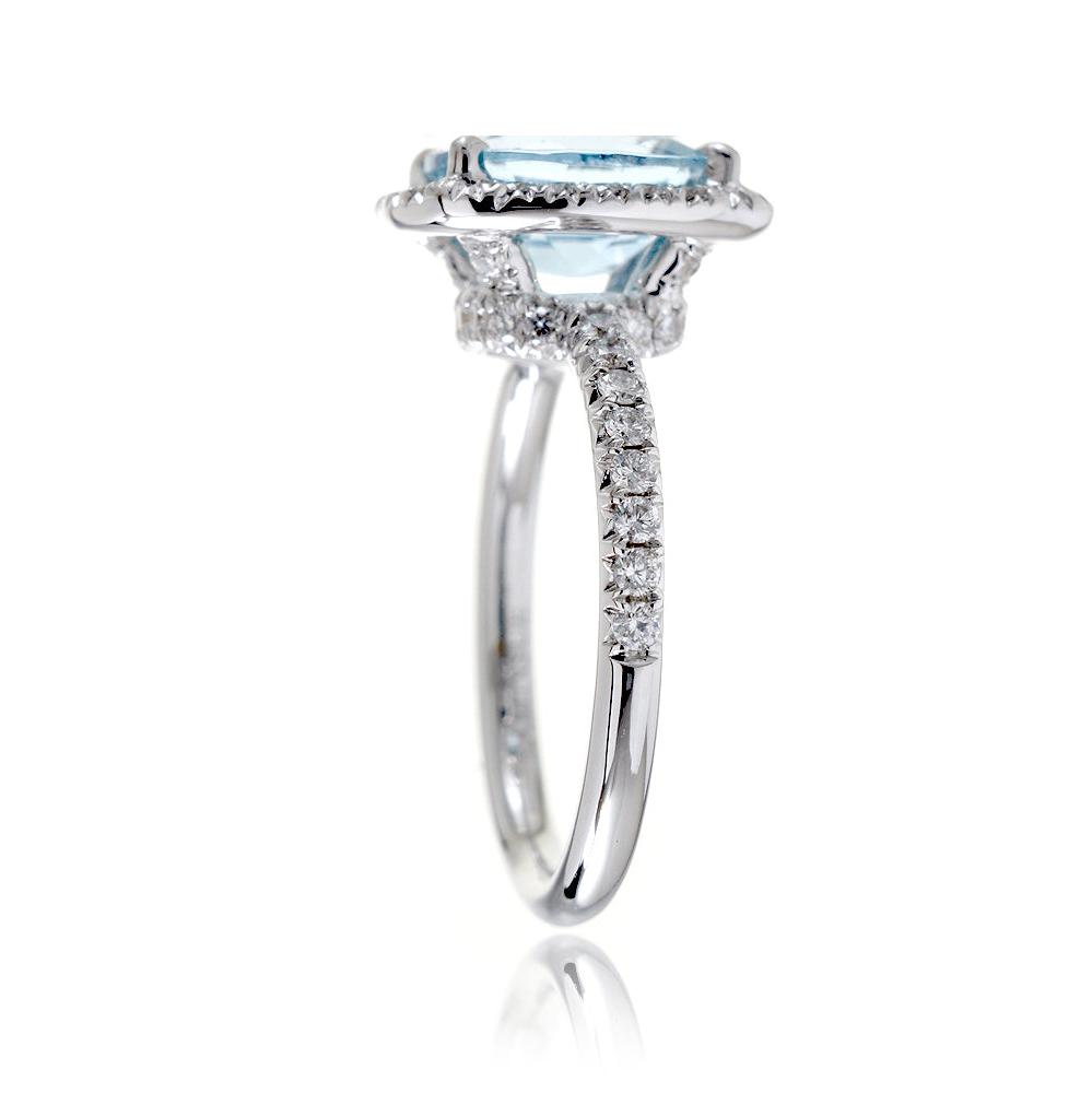 The Drenched Square Cushion Aquamarine Ring