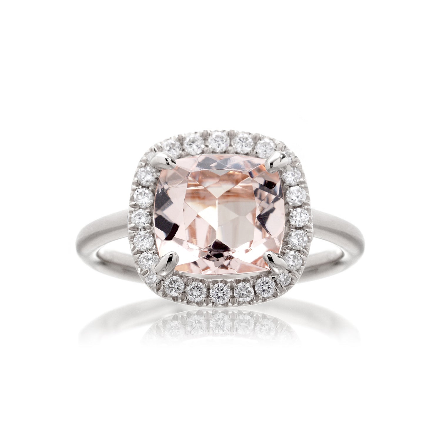 The Drenched Square Cushion Morganite Ring