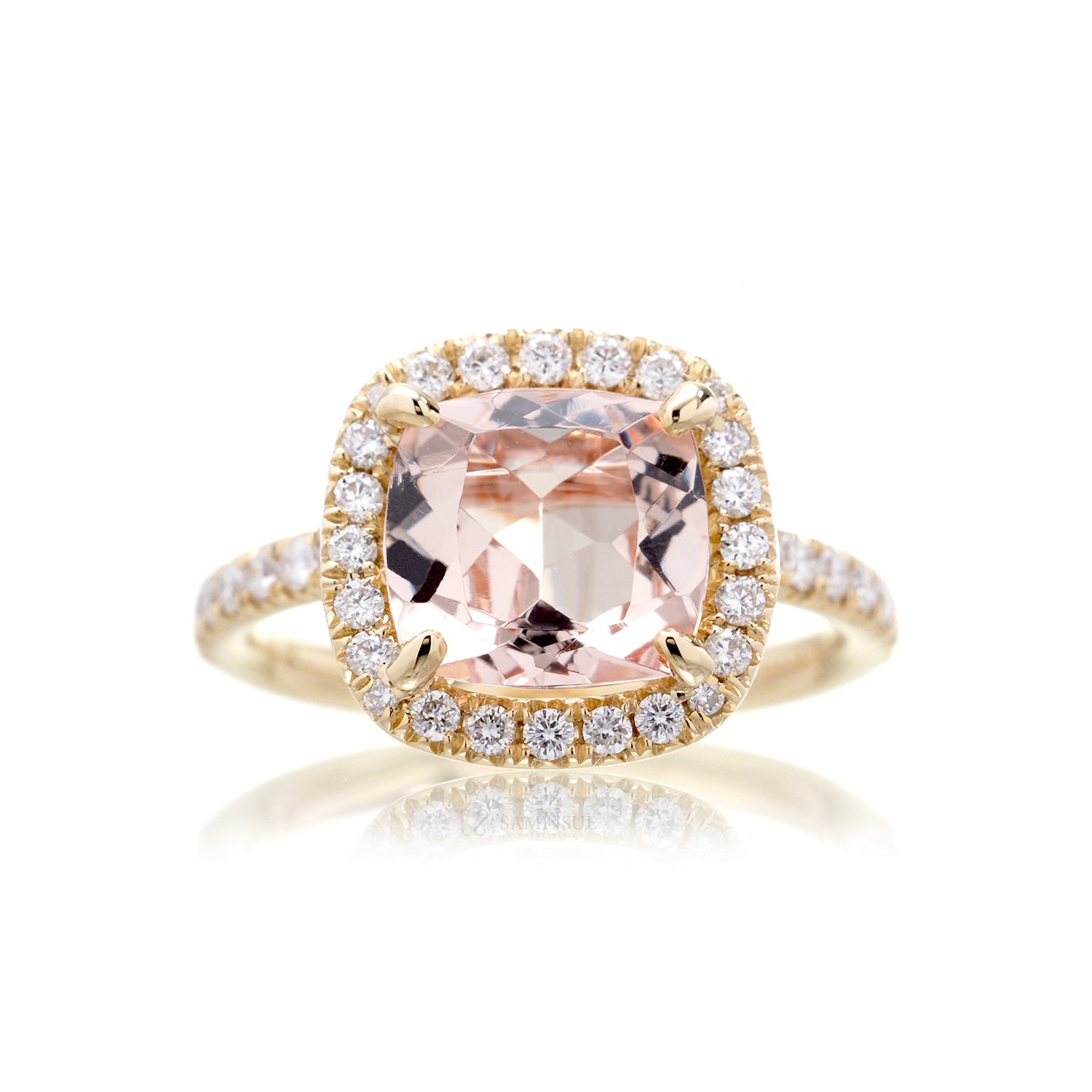The Drenched Square Cushion Morganite Ring