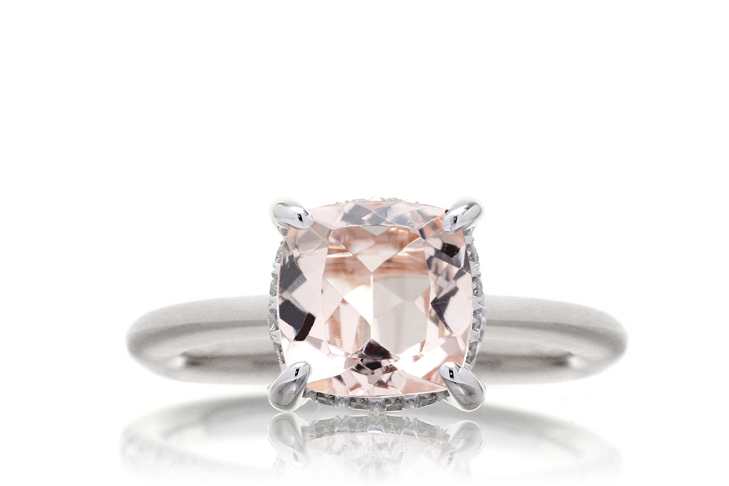 The Drenched Solitaire Cushion Morganite Ring