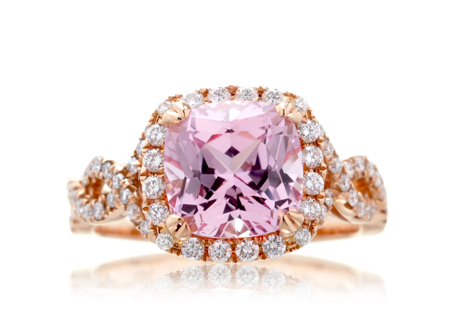 The Shelly Cushion Pink Lab Sapphire (8x8)