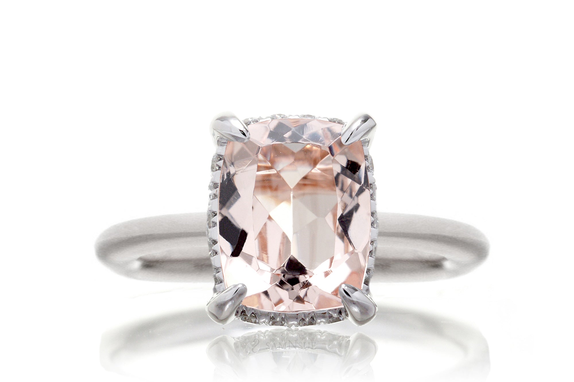 The Drenched Solitaire Cushion Morganite