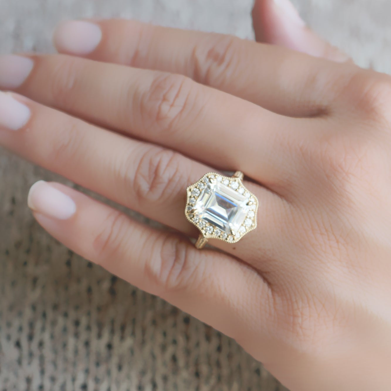 The Genevieve Emerald Cut Moissanite Ring