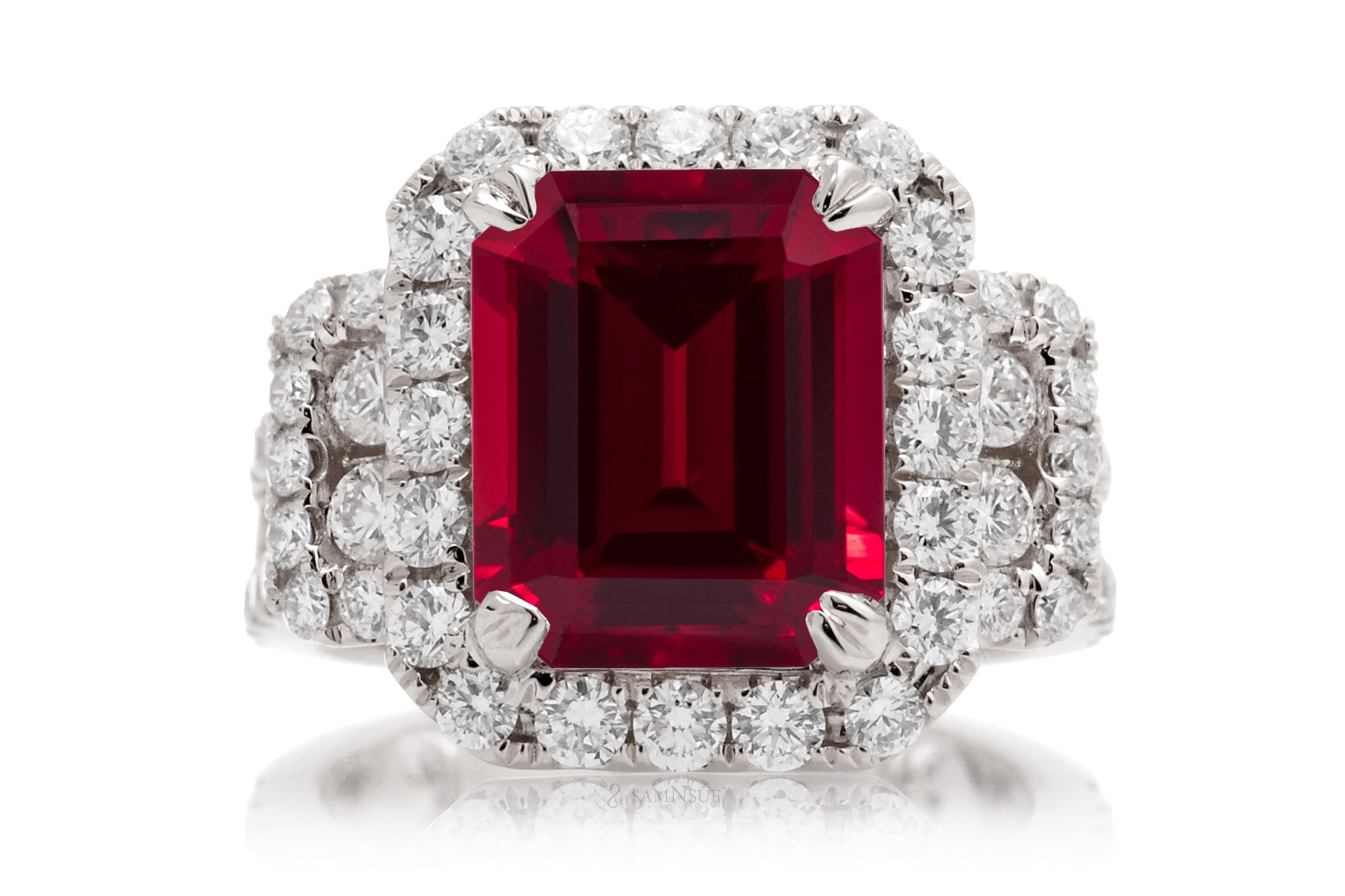 The Sydney Emerald Cut Lab Grown Ruby