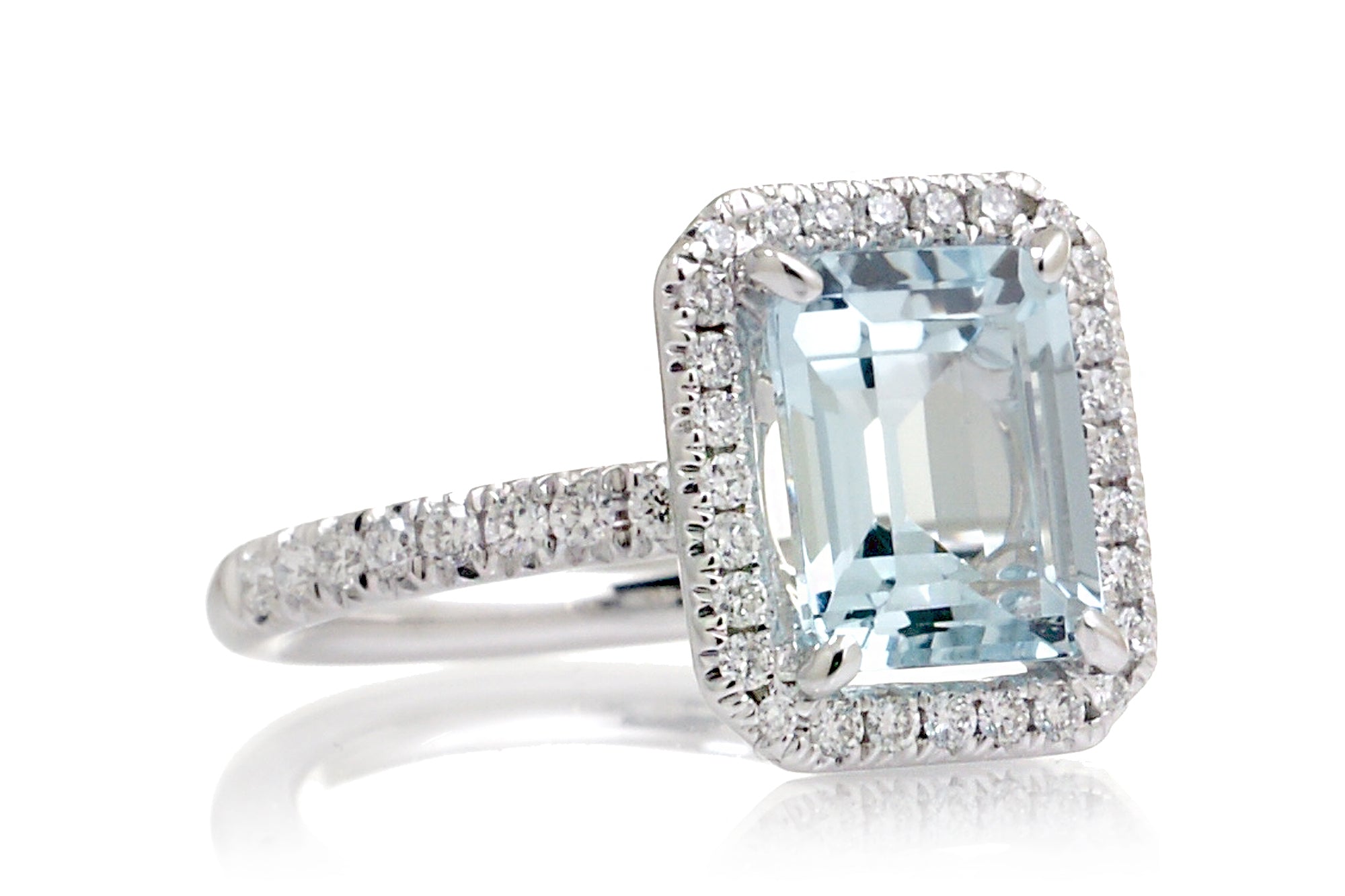 The Drenched Emerald Cut Aquamarine Ring